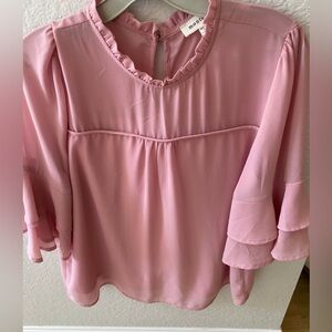 Pink Ruffled Blouse by Monteau